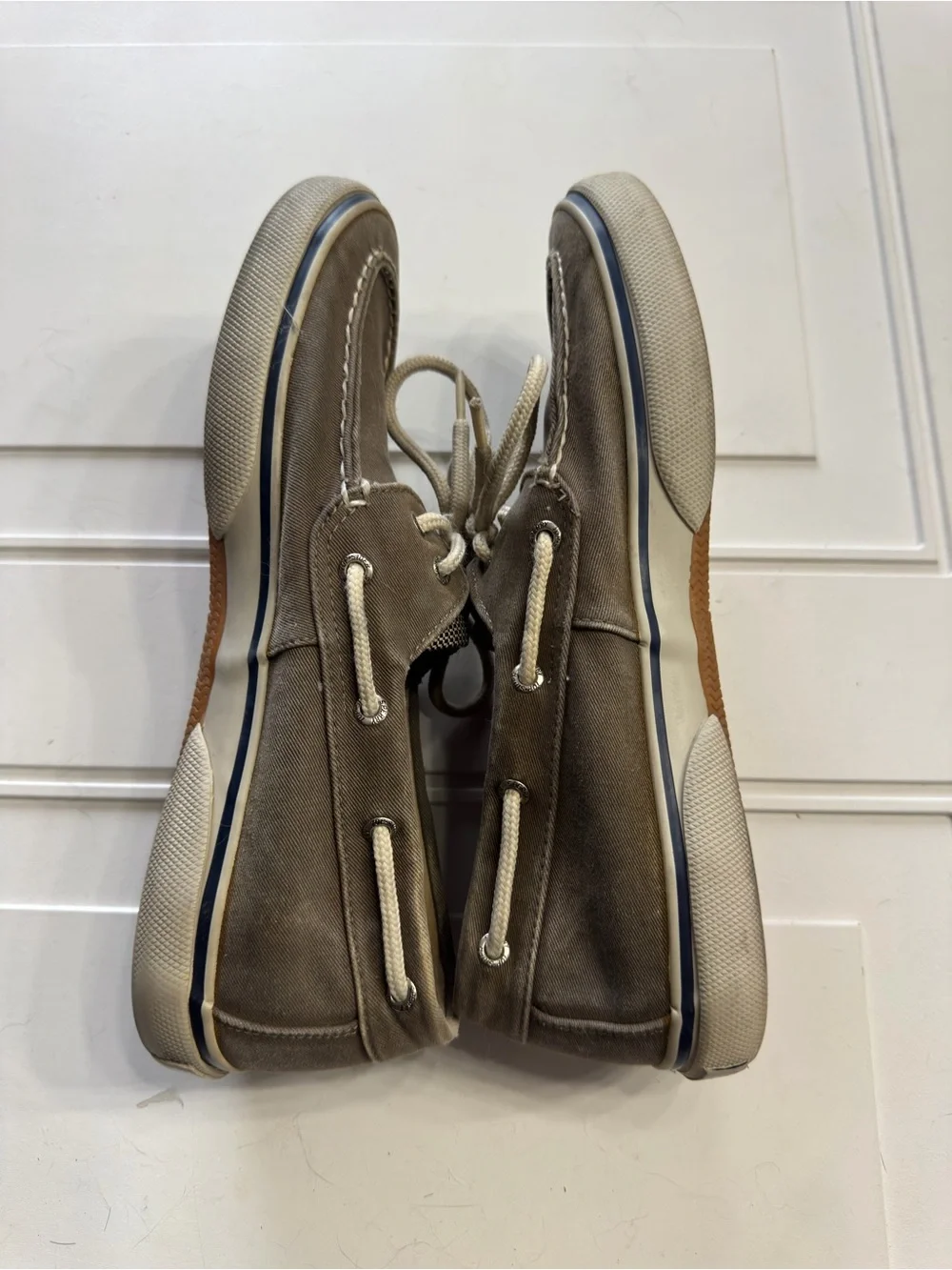 Sperry Men’s Sz 9.5 Top Sider Tan Gray Comfort Boat Shoes Classic
